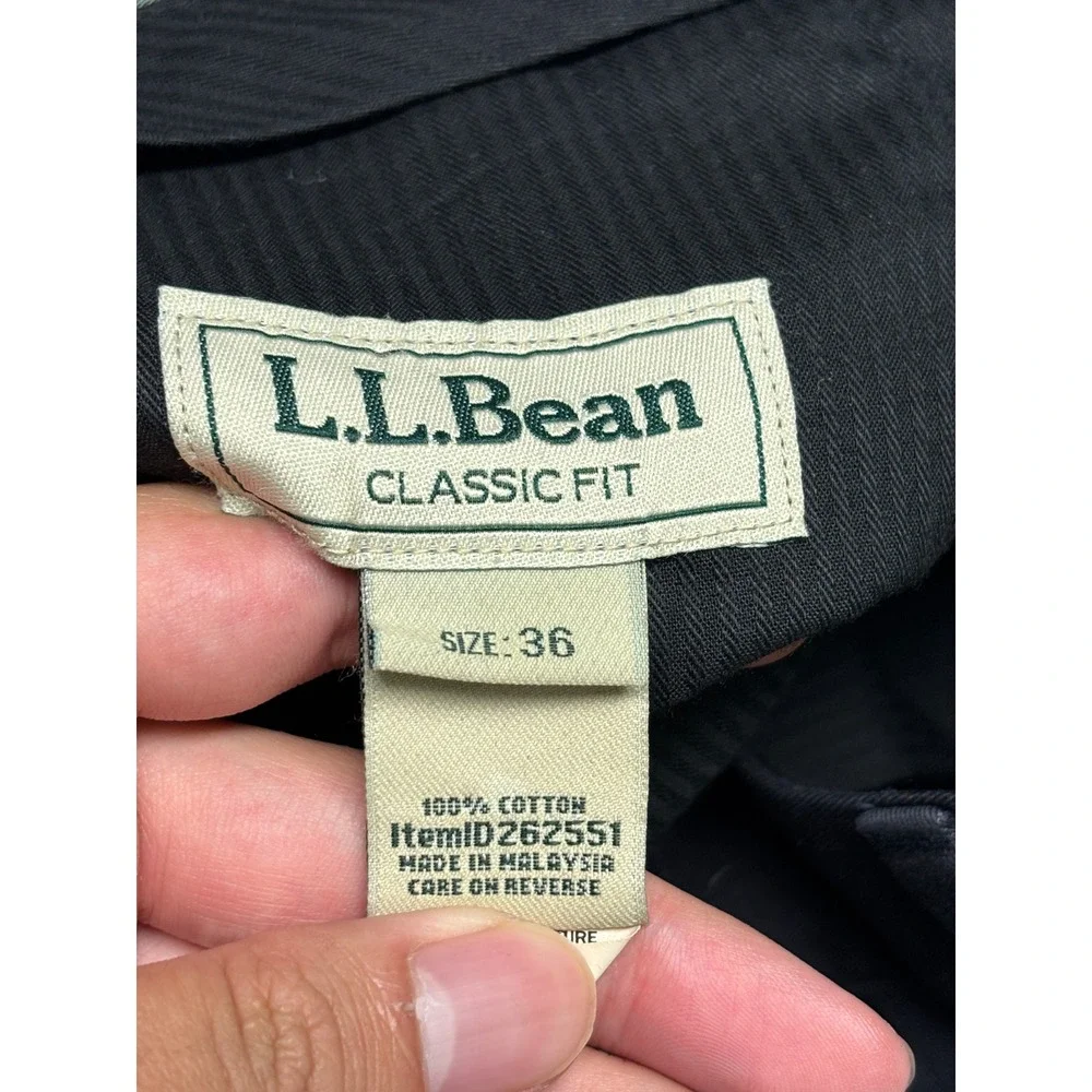 LL Bean Classic Fit Navy Blue Cotton Chinos Mens 36 x 36 Straight Leg Pants